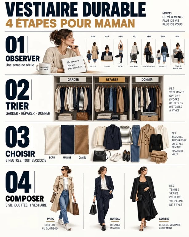 Étapes pour constituer un vestiaire durable et élégant pour maman